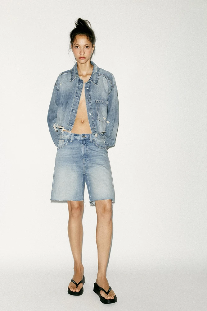 MID-RISE TRF BELT LOOP DENIM SHORTS