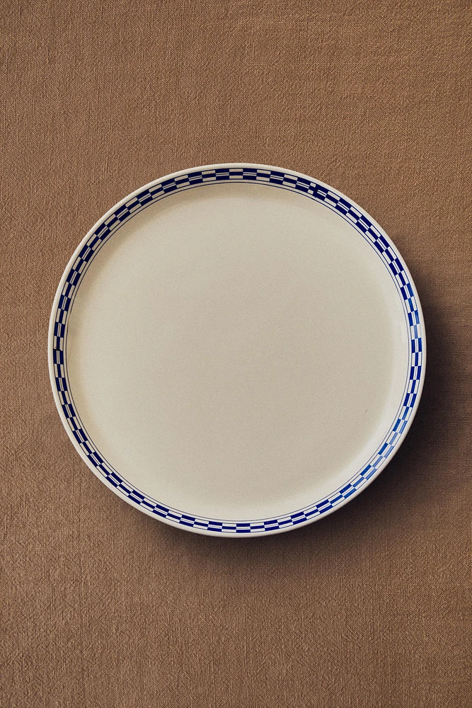 ASSIETTE PLATE CÉRAMIQUE BORD CARREAUX
