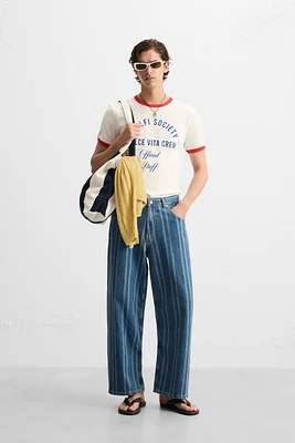 STRIPED RELAXED FIT JEANS