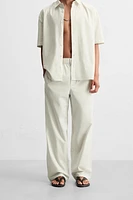 STRIPED COTTON HEMP PANTS