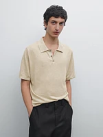 100% linen knit polo shirt