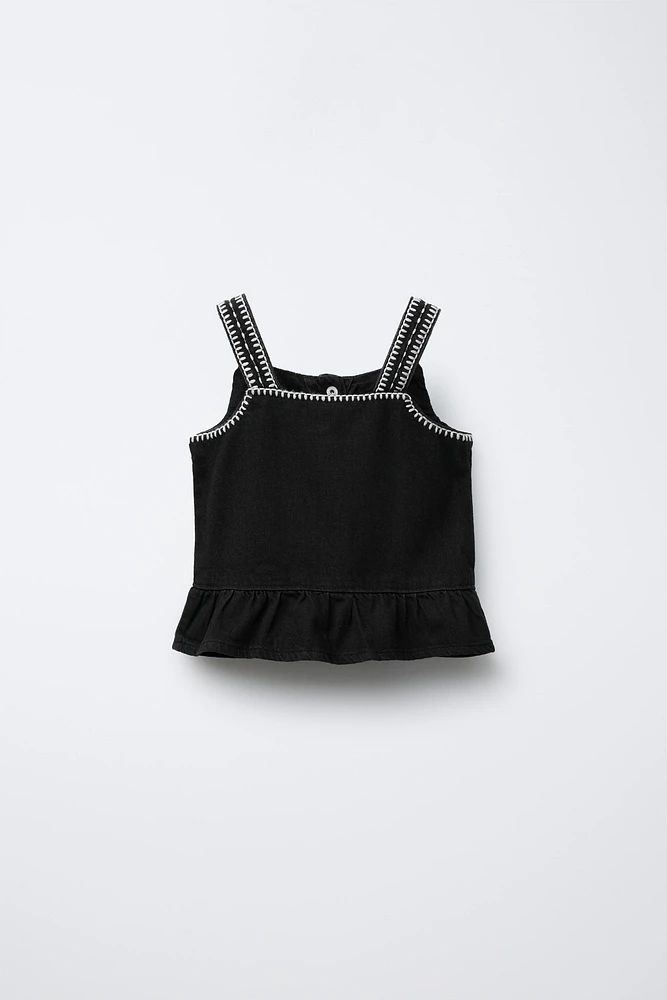TOP EN JEAN BRODÉ
