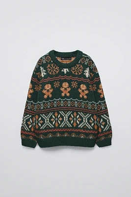 PRINTED KNIT SWEATER