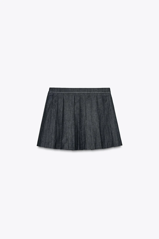 JUPE-CULOTTE Z1975 EN JEAN À PLIS