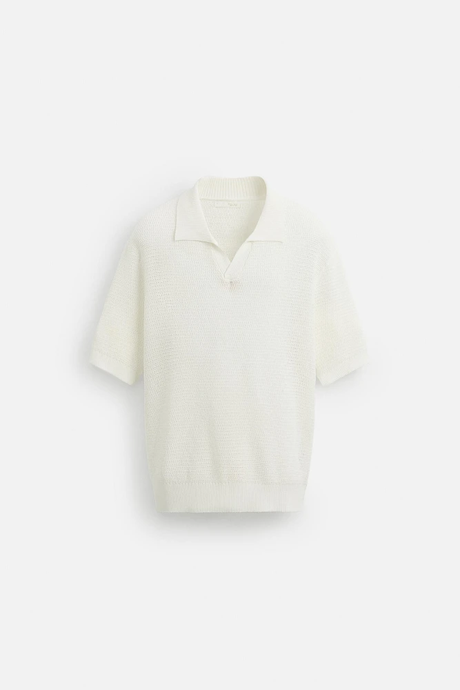 POLO EN MAILLE TEXTURÉE OUVERTE