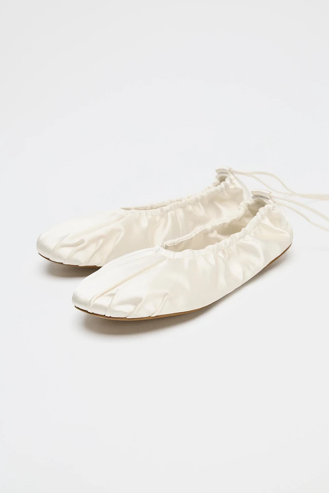 LIMITED EDITION SATIN EFFECT RUCHED BALLET FLATS