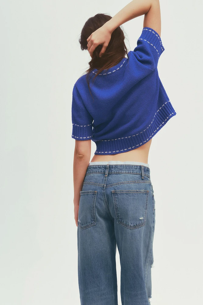 TOPSTITCH KNIT TOP