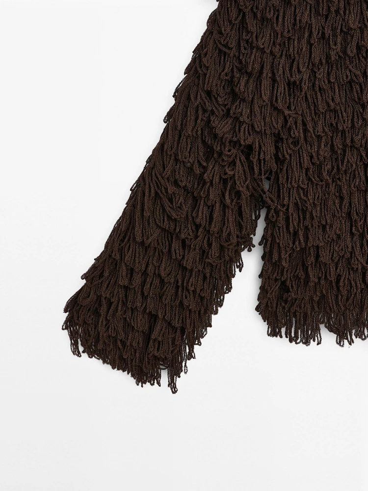 Knit cardigan with fringing - Studio