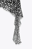 PRINTED TULLE RUFFLE TOP