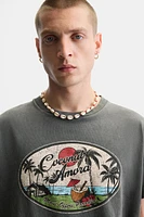 WASHED T-SHIRT WITH CONTRAST PRINT