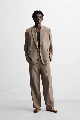 STRIPED TEXTURED SUIT BLAZER