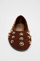 STUDDED SUEDE BALLET FLATS