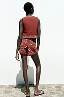 EMBROIDERED MIRROR SHORTS