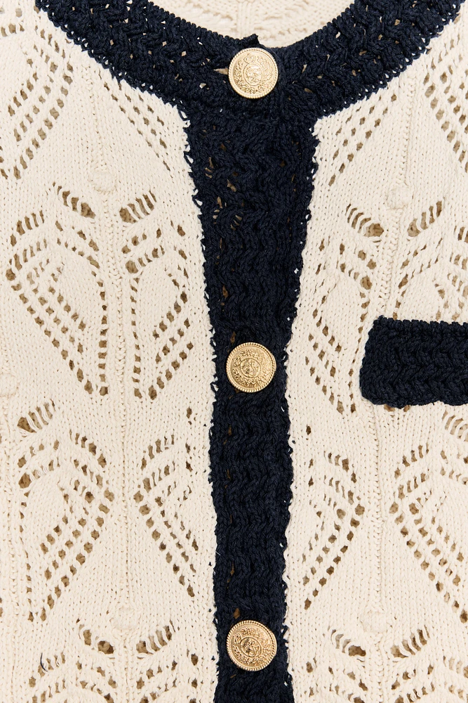 TOP GILET EN MAILLE POINTELLE