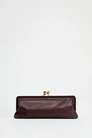 METAL TRIM LEATHER CLUTCH