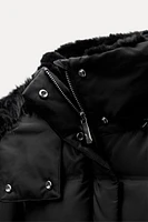 WATER AND WIND PROTECTION HOODED BELTED DOWN JACKET