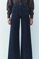 ZW COLLECTION HIGH WAIST WIDE LEG POCKET JEANS