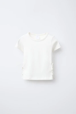 T-SHIRT CÔTELÉ CUT OUT LACETS