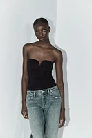 RUCHED POLYAMIDE BANDEAU BODYSUIT