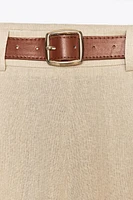 BELTED LINEN LONG SHORTS