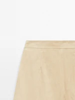 Bermuda long en cuir finition daim