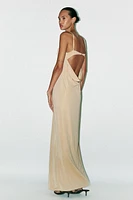 LONG DRESS DRAPED NECK BACK