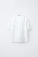 CHEMISE EN COTON ET LIN COL MAO