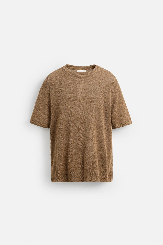 T-SHIRT EN MAILLE DE COTON ET LIN