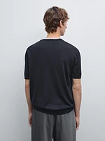 T-shirt en maille de laine mélangée à manches courtes