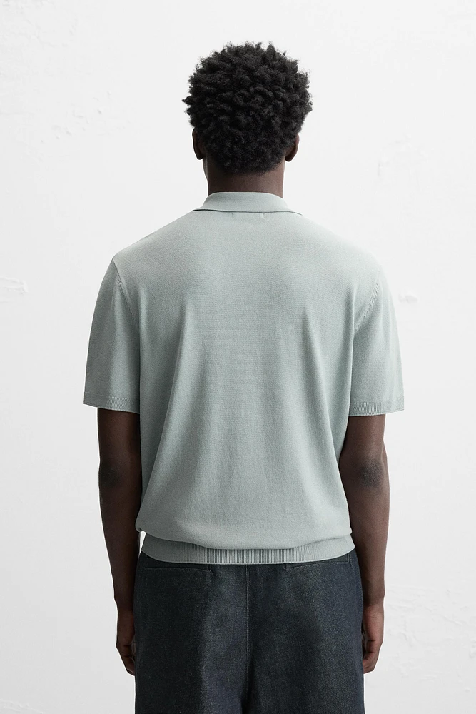 VISCOSE BLEND KNIT POLO SHIRT