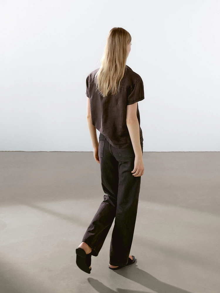100% linen short sleeve shirt