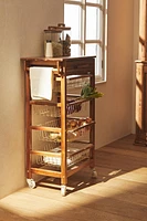 WOOD AND METAL STORAGE FURNITURE WITH WHEELS