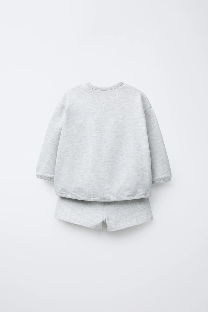 ENSEMBLE SWEAT ET BERMUDA À INSCRIPTION