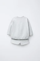 ENSEMBLE SWEAT ET BERMUDA À INSCRIPTION