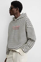 TEXT PRINT STRIPED SWEATSHIRT