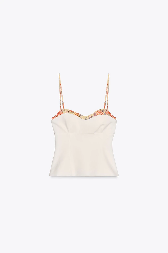 TOP ÉLASTIQUE EN MATIÈRES VARIÉES IMPRIMÉ