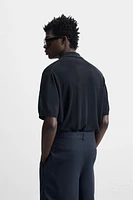 KNIT SILK LINEN POLO SHIRT