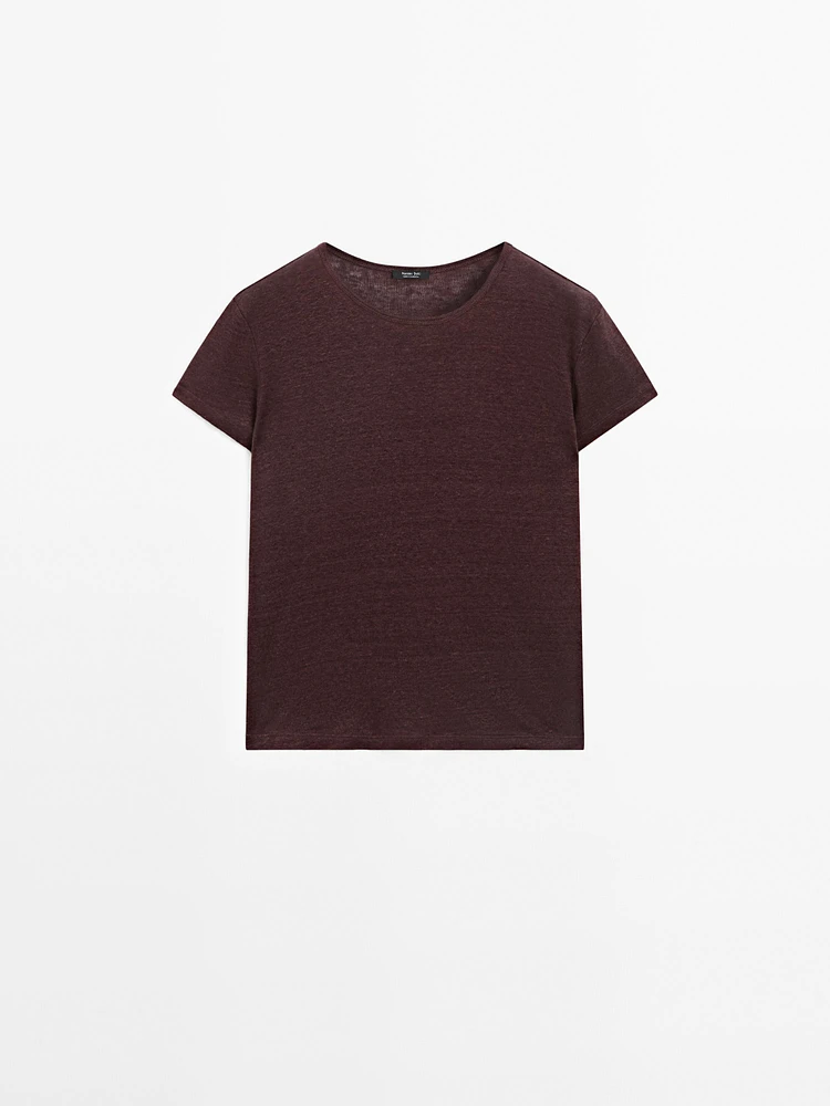 T-shirt 100 % lin à manches courtes