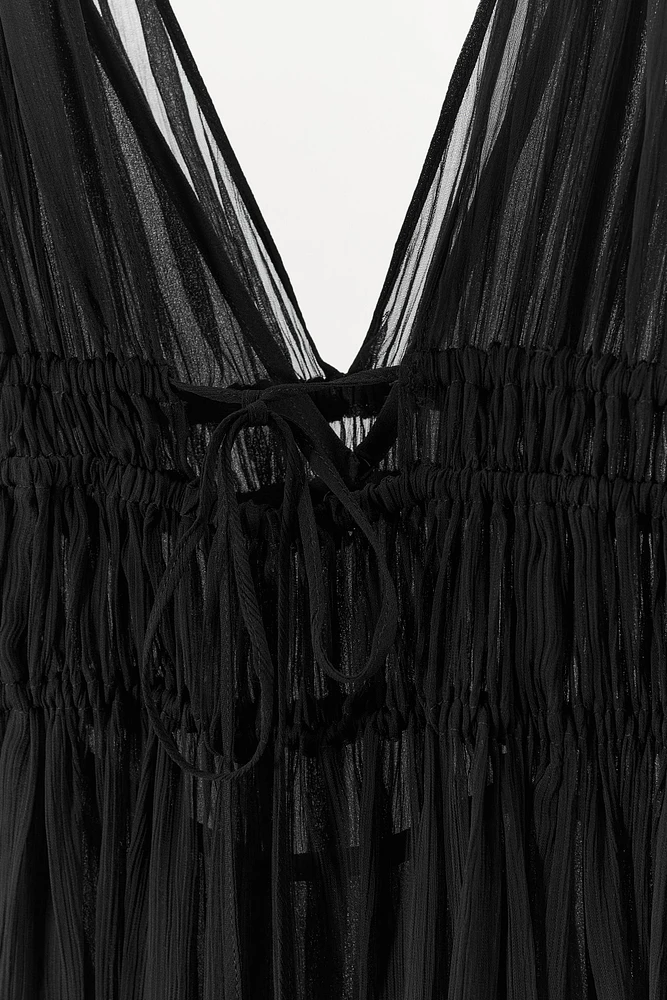 GEORGETTE DRESS WITH ELASTICATED RUCHING