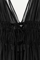 GEORGETTE DRESS WITH ELASTICATED RUCHING