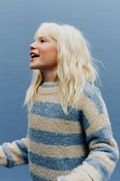 STRIPED BOUCLÉ KNIT SWEATER