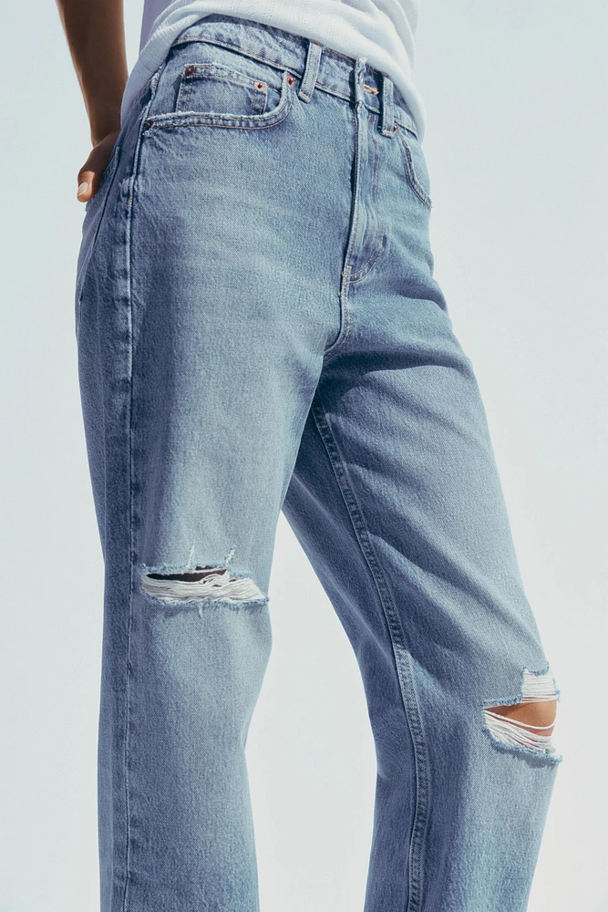 TRF RIPPED HIGH-WAIST MOM FIT JEANS