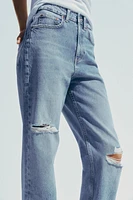 TRF RIPPED HIGH-WAIST MOM FIT JEANS