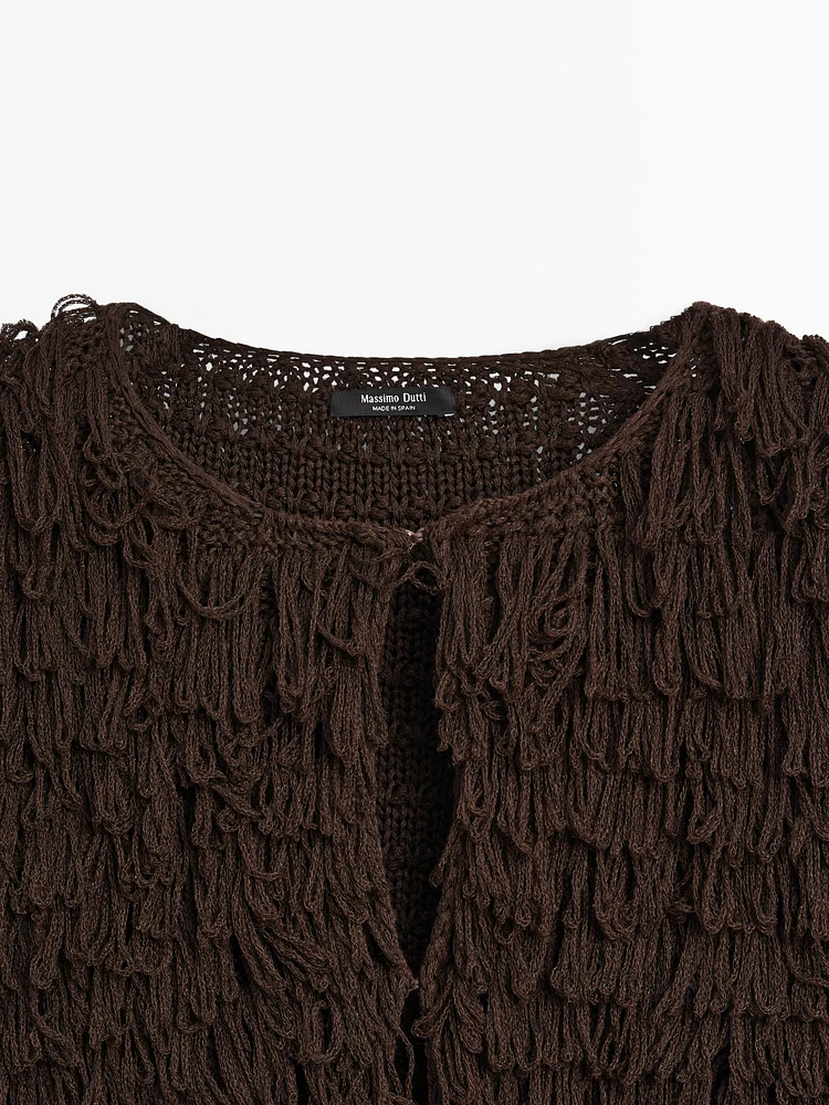 Knit cardigan with fringing - Studio