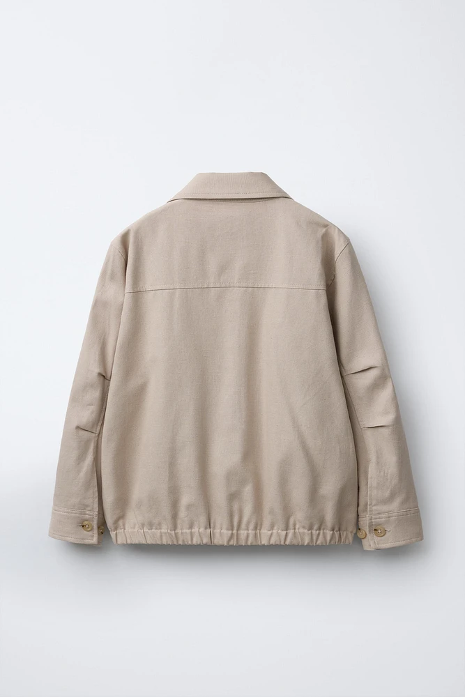 LINEN BLEND BOMBER JACKET