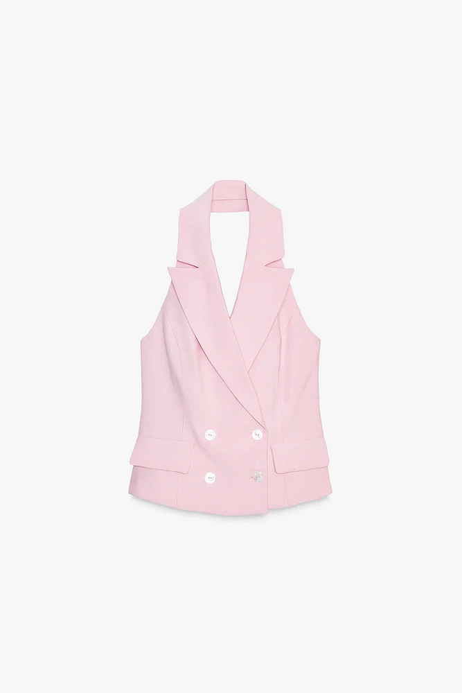 HALTER NECK DOUBLE BREASTED VEST