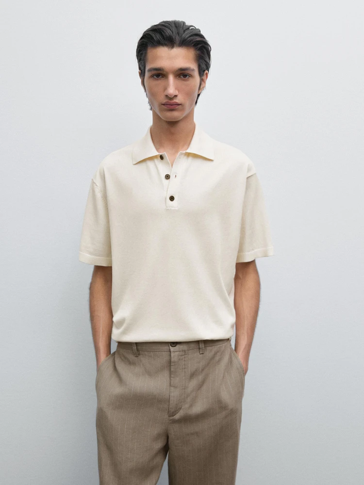 100% cotton regular fit knit polo shirt