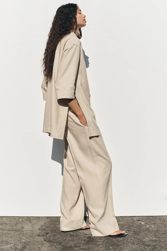 PANTALON LARGE AVEC LIN
