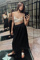 WRINKLED EFFECT MIDI SKIRT
