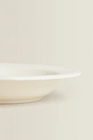 EARTHENWARE SOUP PLATE WITH RAISED-DESIGN EDGE